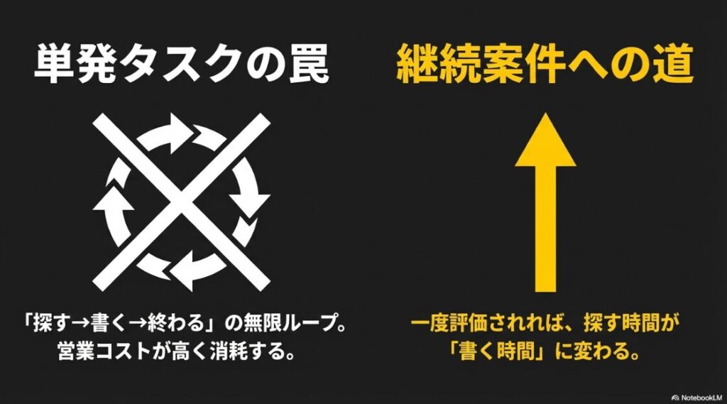 探して書くを繰り返す単発タスクの罠から抜け出し継続案件を獲得する道筋