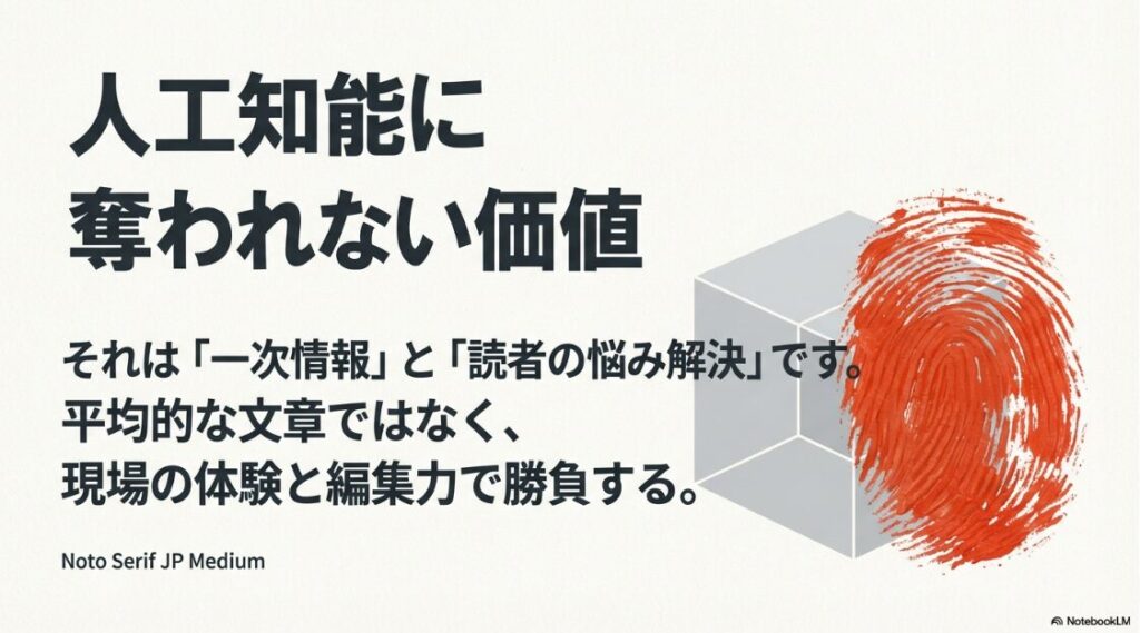 Webライターは儲からない?稼げない:人工知能に奪われない価値は一次情報と読者の悩み解決。現場の体験と編集力で勝負する