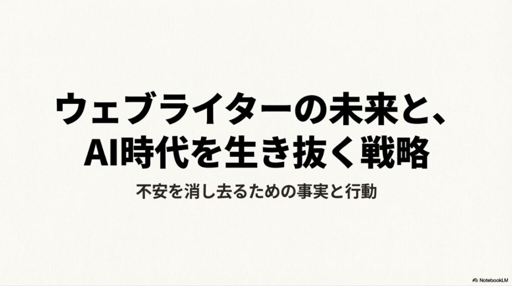 Webライターはなくなる？オワコンは怖くない！ウェブライターの未来と、AI時代を生き抜く戦略。不安を消し去るための事実と行動