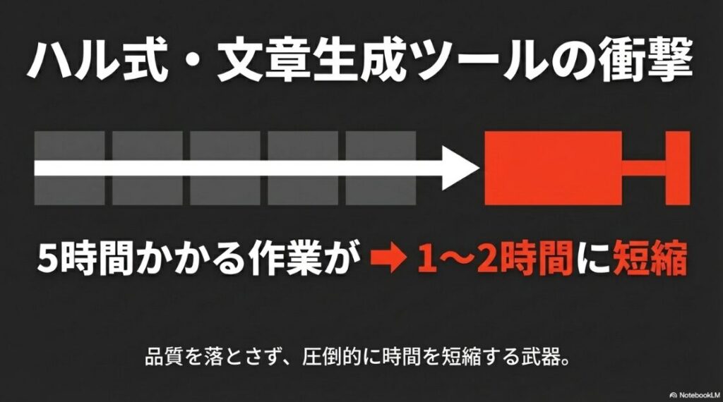 Webライターに向いてる人は？必要なスキル：ハル式・文章生成ツールの衝撃。品質を落とさず5時間かかる作業を1〜2時間に圧倒的に短縮
