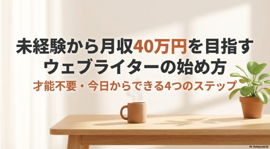 Webライターをフリーランス未経験から始め方│未経験から月収40万円を目指すウェブライターの始め方と才能不要の4つのステップ