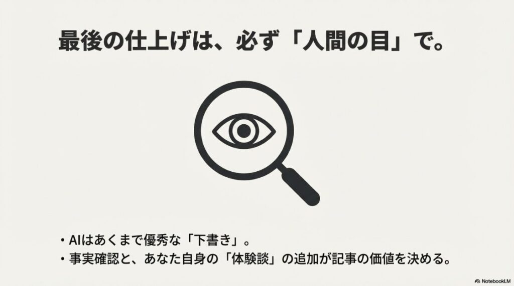 Webライターになるには未経験でも可能！AIはあくまで下書き。事実確認と自分自身の体験談の追加という人間の目による仕上げが記事の価値を決める