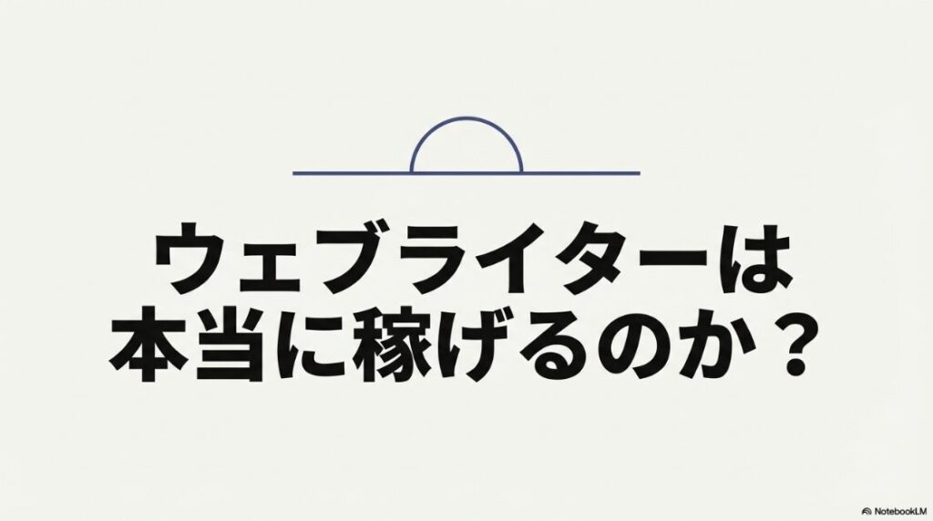 ウェブライターは本当に稼げるのか？という疑問を提示するタイトルスライド