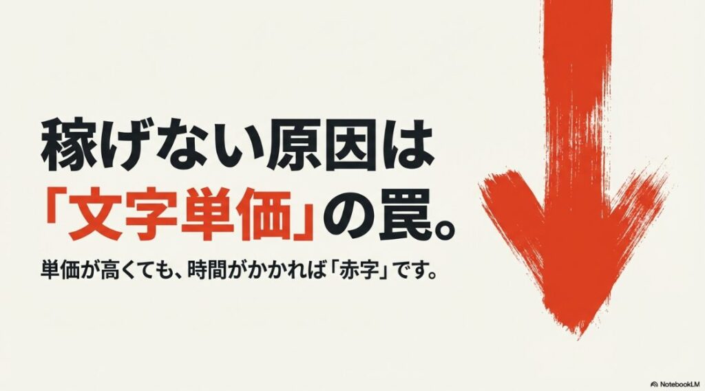 Webライターは儲からない?稼げない:稼げない原因は文字単価の罠。単価が高くても時間がかかれば赤字
