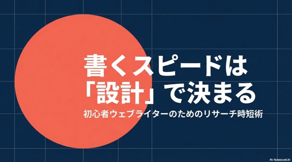 Webライターのリサーチ方法│書くスピードは「設計」で決まる。初心者ウェブライターのためのリサーチ時短術