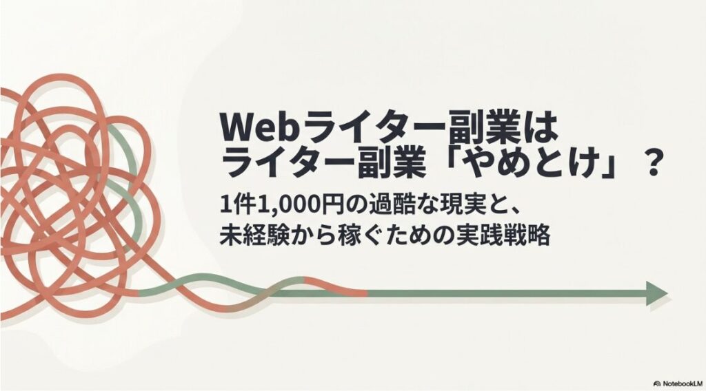 Webライター副業はやめとけ・ひどいは本当？1件1000円の現実から抜け出し未経験から稼ぐための実践戦略