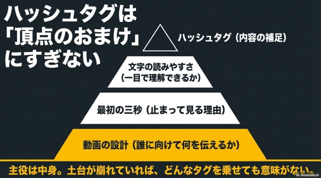 ハッシュタグは重要度のピラミッドにおける頂点のおまけ