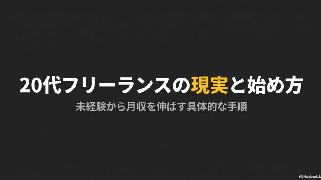 【絶望】20代後半でフリーランスを始めた現実を実体験で解説 : 0代フリーランスの現実と始め方、未経験から月収を伸ばす具体的な手順のタイトルスライド