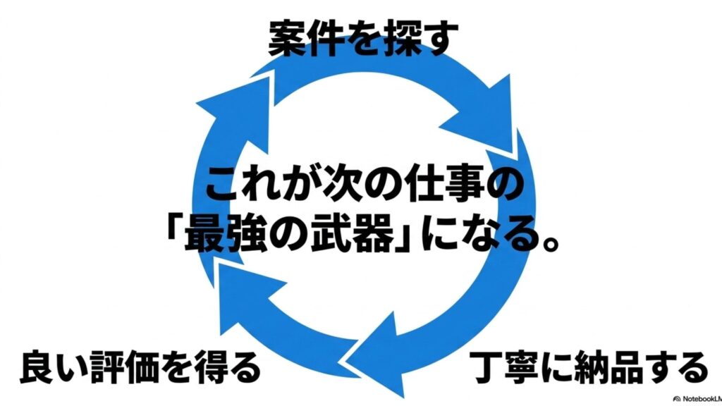フリーランスの仕事の取り方完全ガイド│初心者が在宅で稼ぐ手順 : 案件を探す段階から、丁寧に納品して良い評価を得ることが次の仕事の「最強の武器」になる 。