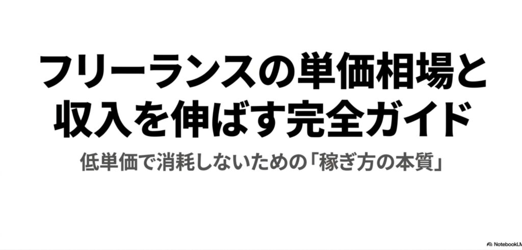 フリーランスのポートフォリオとは？作り方と無料サイト完全ガイド : フリーランスの単価相場と収入を伸ばす完全ガイドの表紙スライド