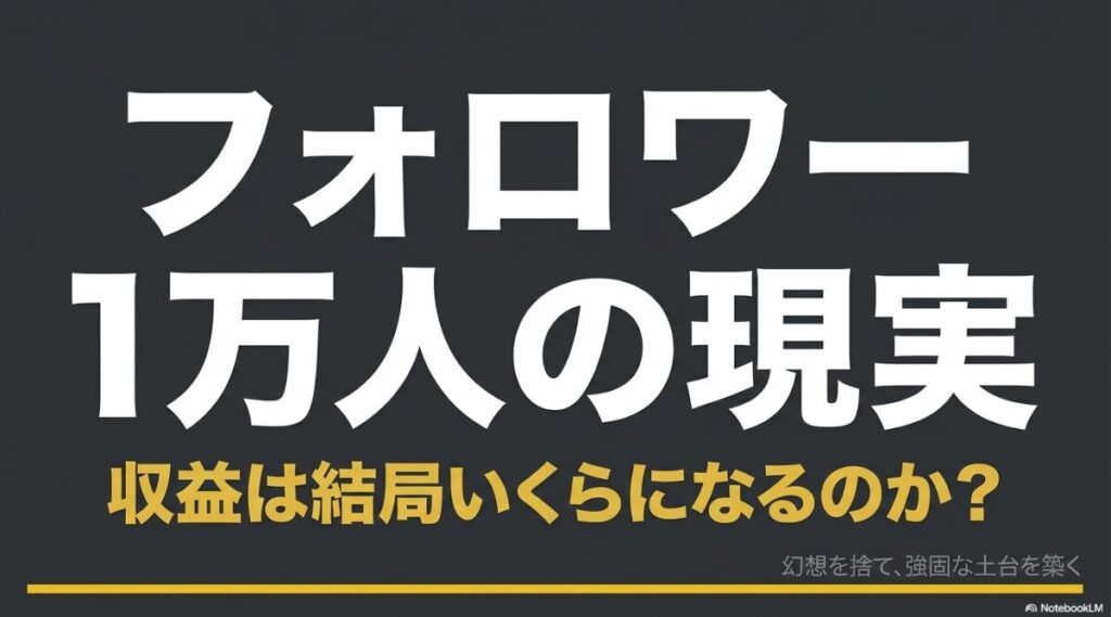 インスタグラムでフォロワー1万人の現実と収益が結局いくらになるのかを問いかけるスライド