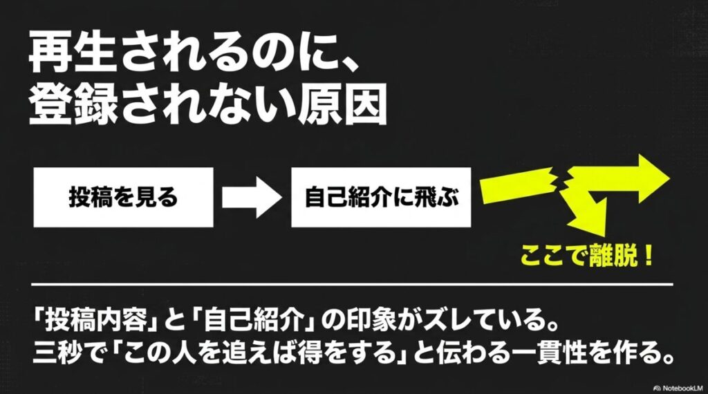 インスタのアルゴリズムが変わった：再生されるのに登録されない原因は、投稿内容と自己紹介の印象がズレているため