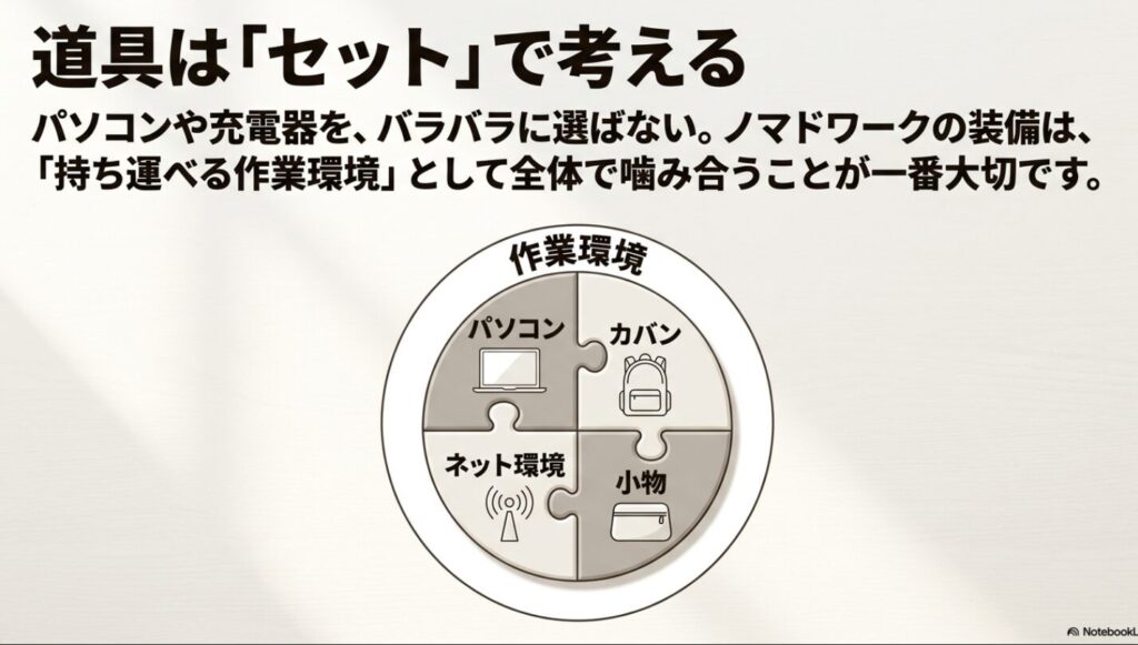 ノマドワーカーの持ち物│ガジェットやバッグのおすすめ完全ガイド : パソコン・カバン・ネット環境・小物をセットで考える